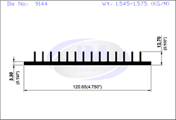 9144  / HEAT SINK  120.65 X  3.30