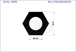 HEXAGONAL  TUBE 13 X 22